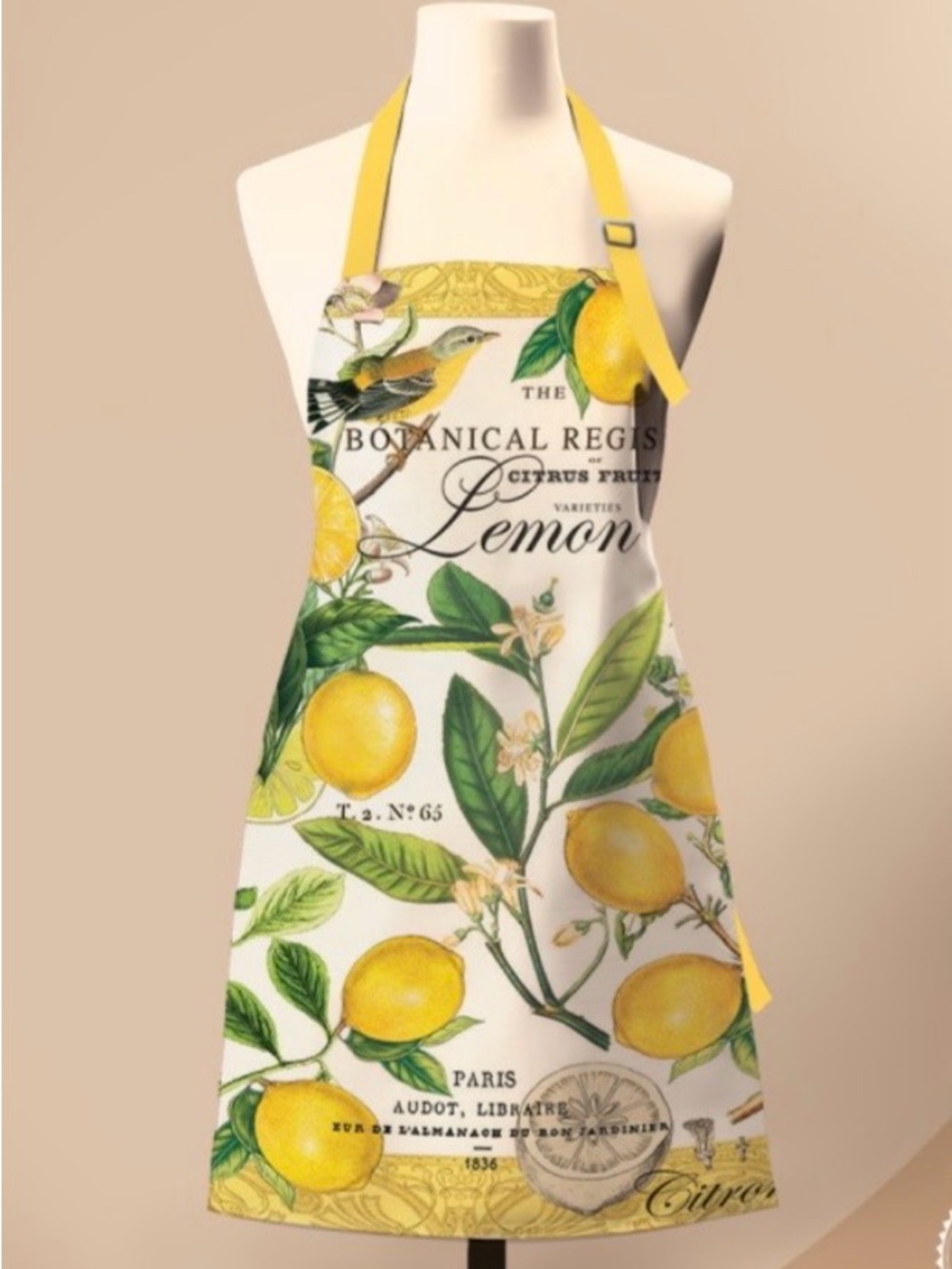 NWT Michel Design Works Cotton Chef Apron, Lemon Basil Adjustable Neck Strap - Picture 5 of 6